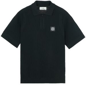 Compass Patch Knitted Polo Shirt - Navy
