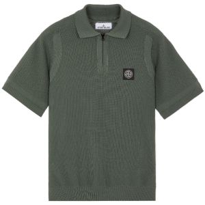 Compass Patch Knitted Polo Shirt - Musk Green