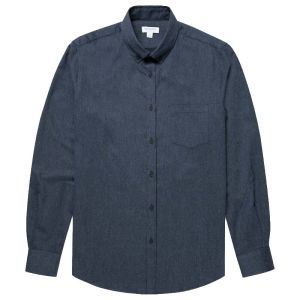 Sunspel Brushed Cotton Flannel Shirt - Dark Navy