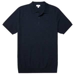 Polo Shirt Fine Texture - Navy