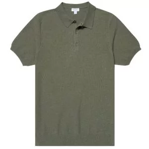 Sunspel Polo Shirt Fine Texture - Pale Khaki