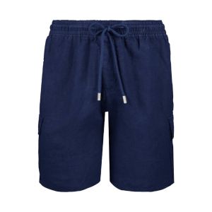 Linen Cargo Shorts - Navy